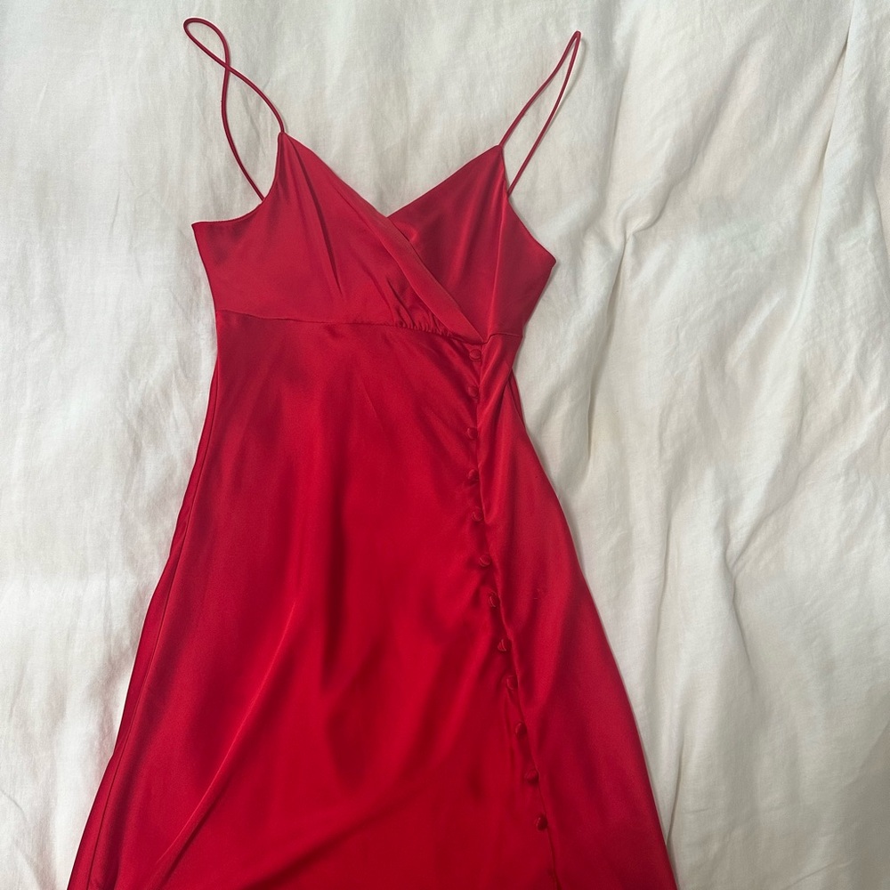 Red silk Zara midi gown